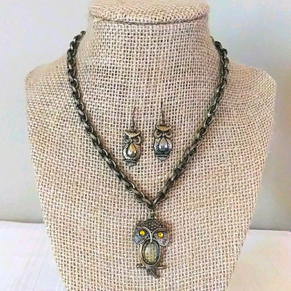 3 for $15 - Owl Necklace and Earring Set
